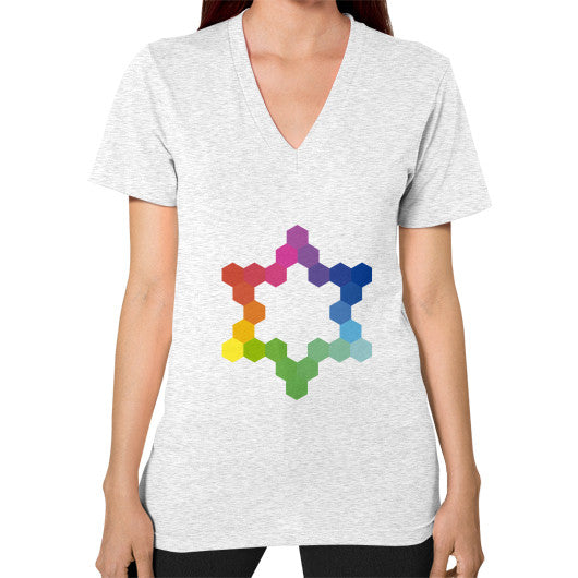 Hexagon Color Study Unisex V-Neck T-Shirt Ash grey Rachel Jensen Designs