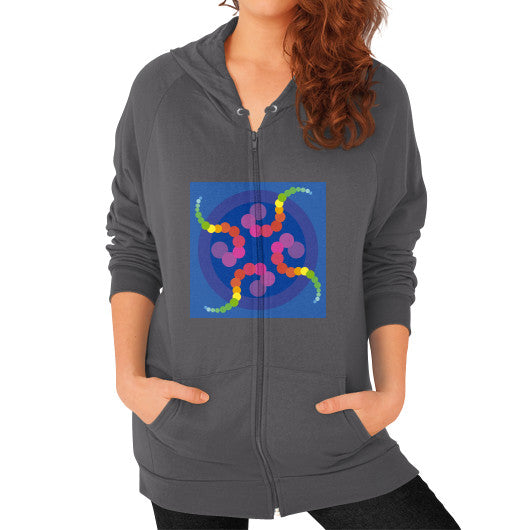 Mezmerizing Rainbow Jellyfish Zip Hoodie Asphalt Rachel Jensen Designs