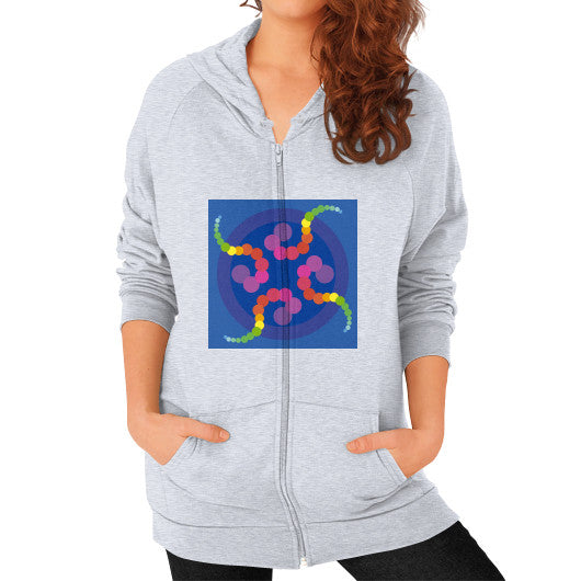 Mezmerizing Rainbow Jellyfish Zip Hoodie Heather grey Rachel Jensen Designs
