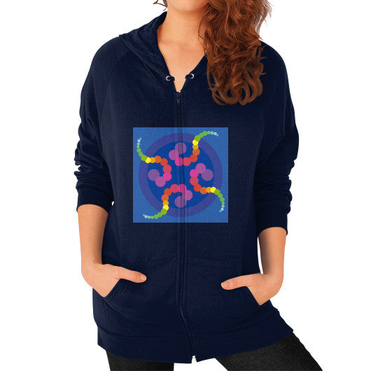 Mezmerizing Rainbow Jellyfish Zip Hoodie Navy Rachel Jensen Designs