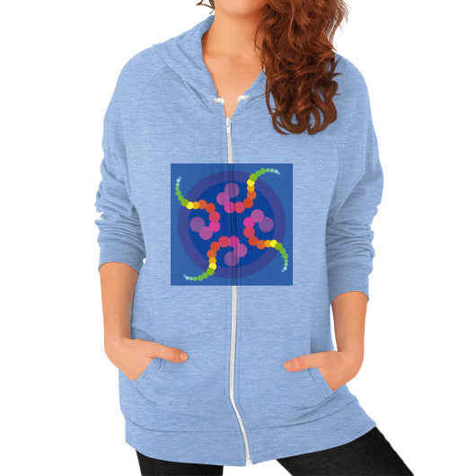 Mezmerizing Rainbow Jellyfish Zip Hoodie Tri-Blend Blue Rachel Jensen Designs