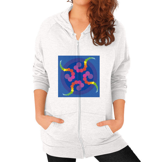 Mezmerizing Rainbow Jellyfish Zip Hoodie Tri-Blend Oatmeal Rachel Jensen Designs