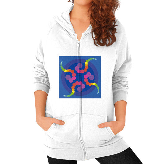 Mezmerizing Rainbow Jellyfish Zip Hoodie White Rachel Jensen Designs