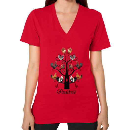 Poultree Unisex V-Neck Red Rachel Jensen Designs