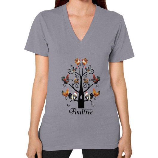 Poultree Unisex V-Neck Slate Rachel Jensen Designs