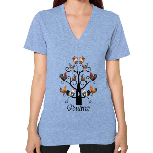 Poultree Unisex V-Neck Tri-Blend Blue Rachel Jensen Designs