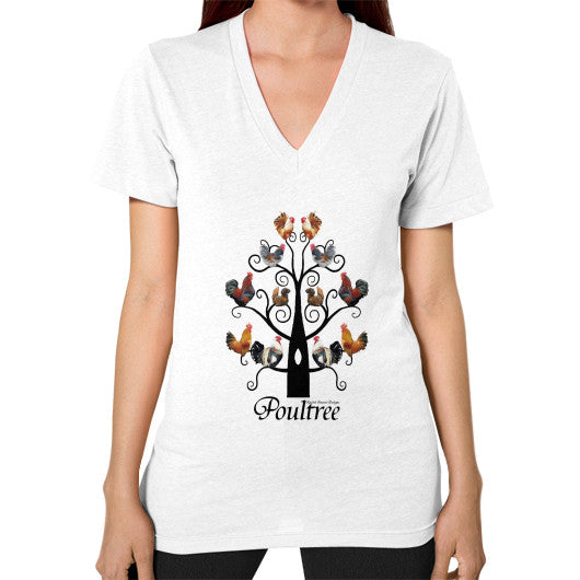 Poultree Unisex V-Neck White Rachel Jensen Designs