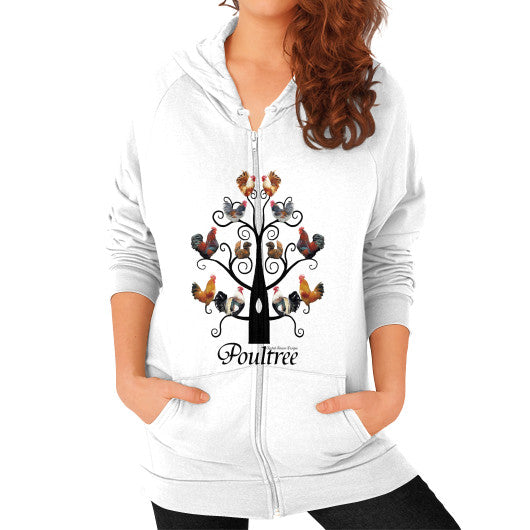 Poultree Unisex Zip Hoodie White Rachel Jensen Designs