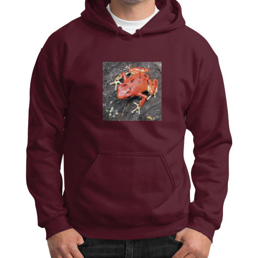 Red Bastimentos Dart Frog Gildan Hoodie Maroon Rachel Jensen Designs