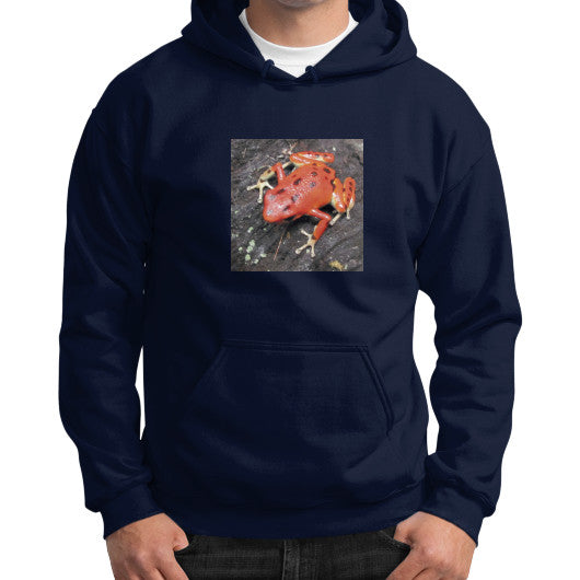 Red Bastimentos Dart Frog Gildan Hoodie Navy Rachel Jensen Designs