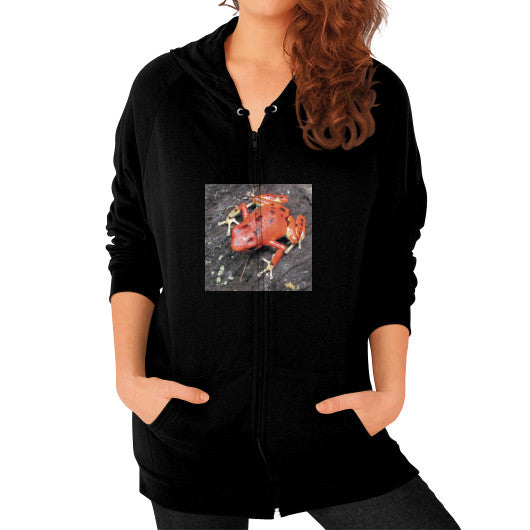 Red Bastimentos Pumilio Dart Frog Zip Hoodie Black Rachel Jensen Designs