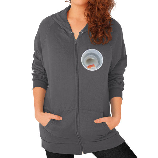 Red Strawberry Dart Froglet Unisex Zip Hoodie Asphalt Rachel Jensen Designs