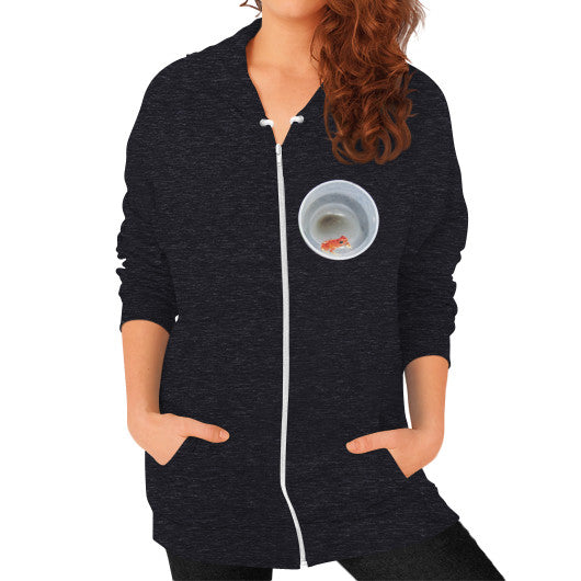 Red Strawberry Dart Froglet Unisex Zip Hoodie Tri-Blend Black Rachel Jensen Designs