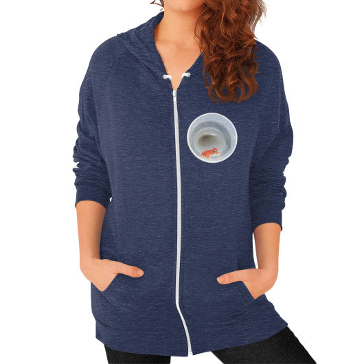 Red Strawberry Dart Froglet Unisex Zip Hoodie Tri-Blend Navy Rachel Jensen Designs