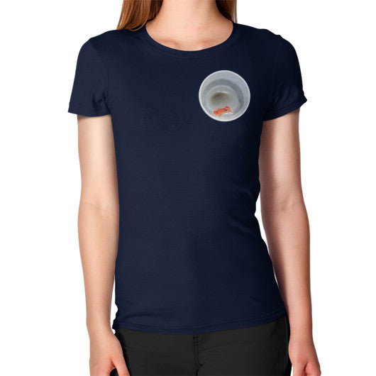 Red Strawberry Dart Froglet Women's T-Shirt Navy Rachel Jensen Designs
