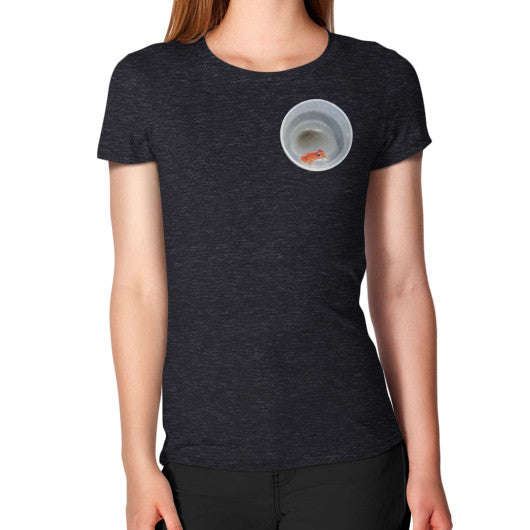 Red Strawberry Dart Froglet Women's T-Shirt Tri-Blend Black Rachel Jensen Designs
