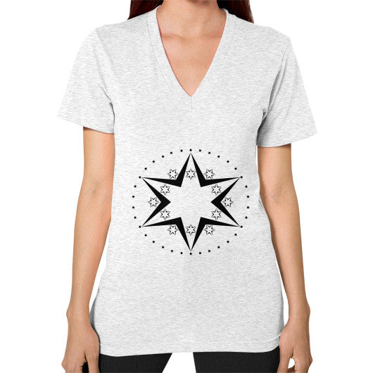 Stars Graphic Unisex V-Neck T-Shirt Ash grey Rachel Jensen Designs