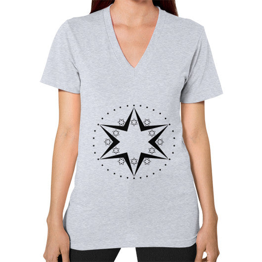 Stars Graphic Unisex V-Neck T-Shirt Heather grey Rachel Jensen Designs
