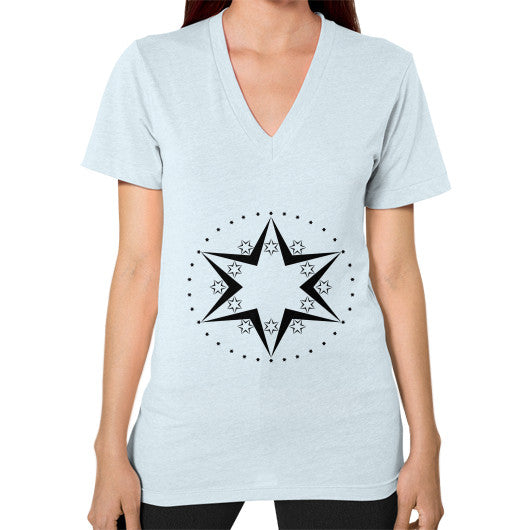 Stars Graphic Unisex V-Neck T-Shirt Light blue Rachel Jensen Designs