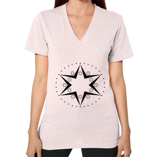 Stars Graphic Unisex V-Neck T-Shirt Light pink Rachel Jensen Designs