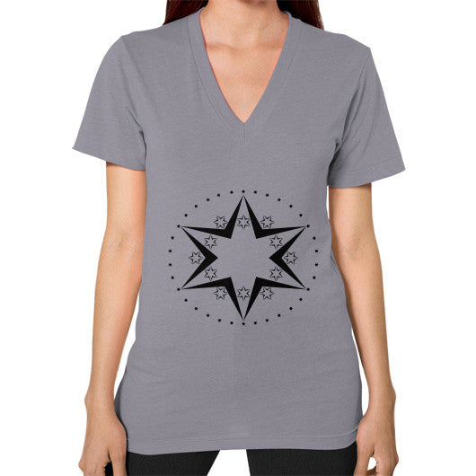 Stars Graphic Unisex V-Neck T-Shirt Slate Rachel Jensen Designs