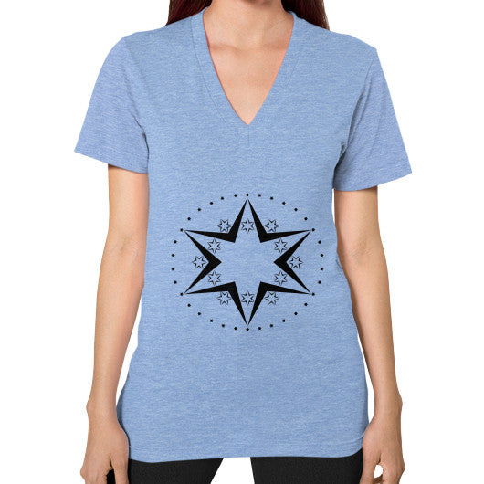 Stars Graphic Unisex V-Neck T-Shirt Tri-Blend Blue Rachel Jensen Designs