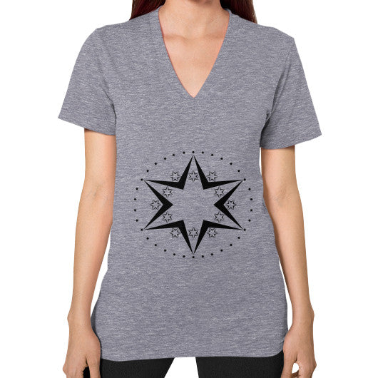 Stars Graphic Unisex V-Neck T-Shirt Tri-Blend Grey Rachel Jensen Designs