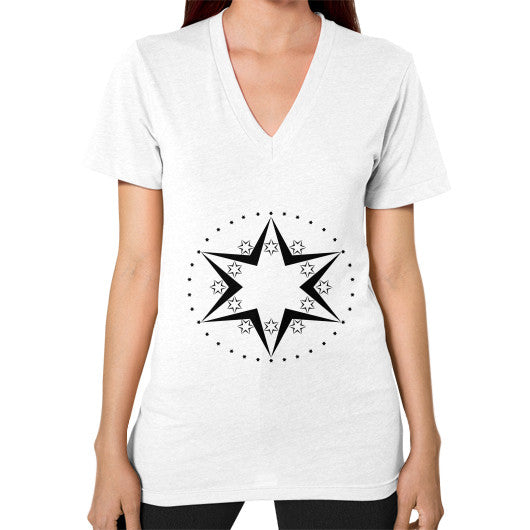 Stars Graphic Unisex V-Neck T-Shirt White Rachel Jensen Designs