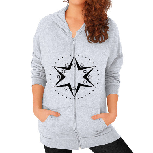 Stars Graphic Unisex Zip Hoodie Heather grey Rachel Jensen Designs