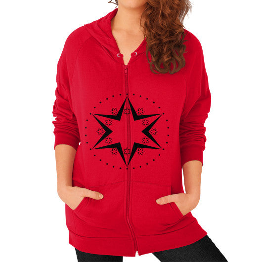 Stars Graphic Unisex Zip Hoodie Red Rachel Jensen Designs