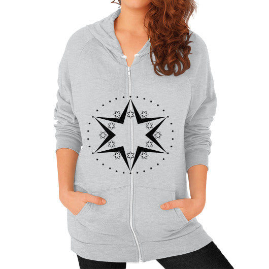 Stars Graphic Unisex Zip Hoodie Tri-Blend Silver Rachel Jensen Designs