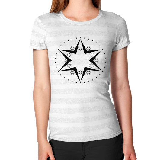 Stars Graphic Women's T-Shirt Ash White Stripe Rachel Jensen Designs