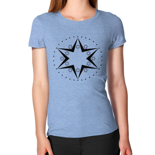 Stars Graphic Women's T-Shirt Tri-Blend Blue Rachel Jensen Designs