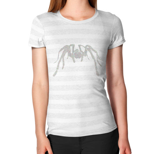 Tarantula Women's T-Shirt Ash White Stripe Rachel Jensen Designs