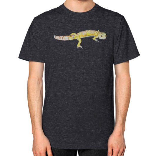 Unisex Albino Fancy Leopard Gecko T-Shirt Tri-Blend Black Rachel Jensen Designs