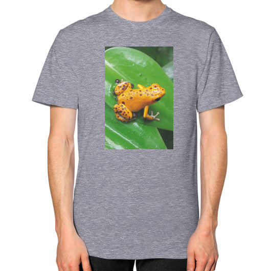 Unisex Bastimentos Pumilio Dart Frog with Clutch T-Shirt Tri-Blend Grey Rachel Jensen Designs