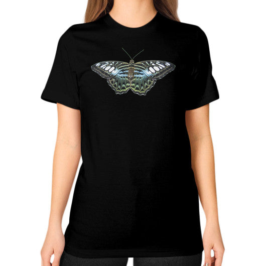 Unisex Blue Clipper Butterfly T-Shirt Black Rachel Jensen Designs