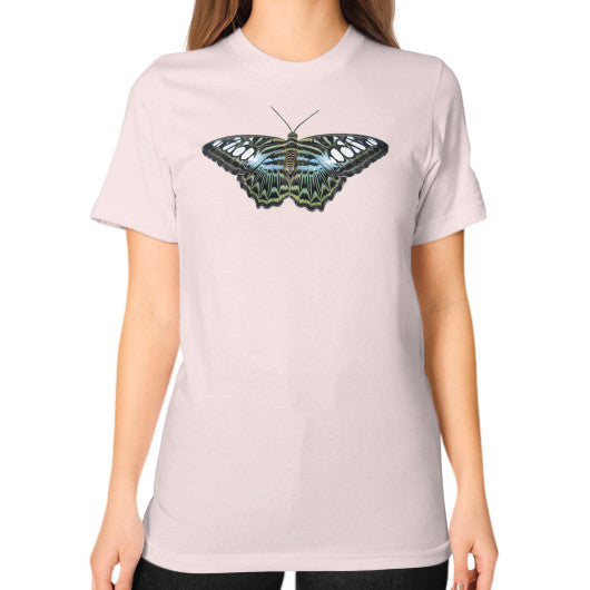 Unisex Blue Clipper Butterfly T-Shirt Light pink Rachel Jensen Designs