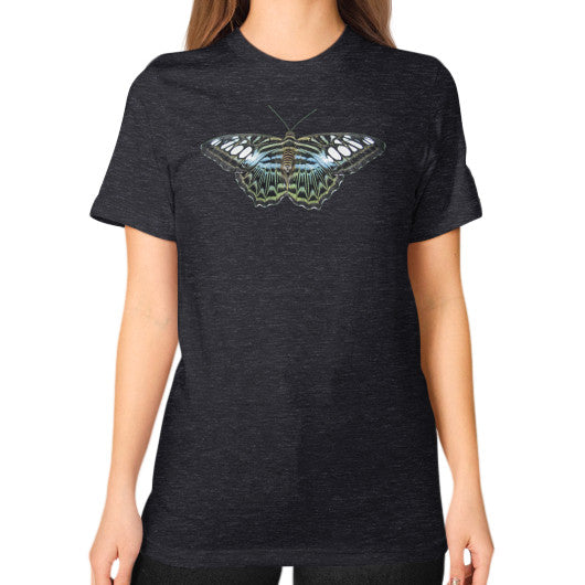 Unisex Blue Clipper Butterfly T-Shirt Tri-Blend Black Rachel Jensen Designs