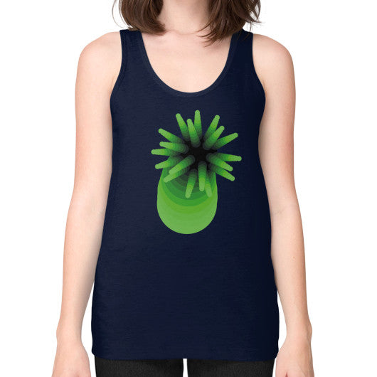 Unisex Fine Jersey Green Anemone Tank Navy Rachel Jensen Designs