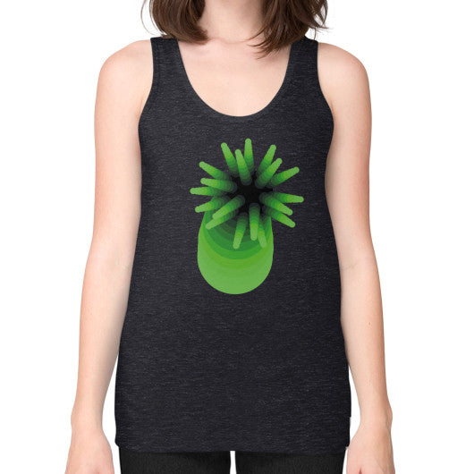 Unisex Fine Jersey Green Anemone Tank Tri-Blend Black Rachel Jensen Designs