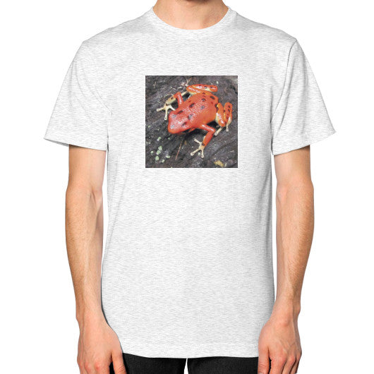 Unisex Red Bastimentos Pumilio Dart Frog T-Shirt Ash grey Rachel Jensen Designs