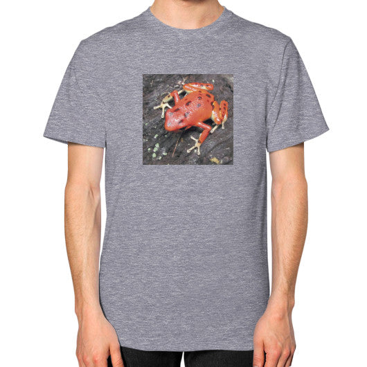 Unisex Red Bastimentos Pumilio Dart Frog T-Shirt Tri-Blend Grey Rachel Jensen Designs