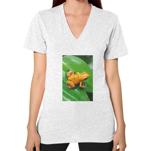 V-Neck Bastimentos Pumilio Dart Frog with Clutch T-Shirt Ash grey Rachel Jensen Designs