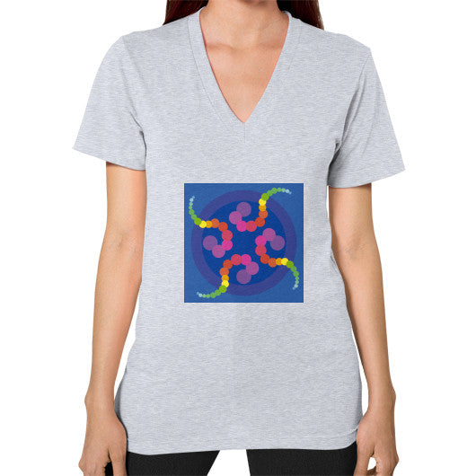 V-Neck Mezmerizing Rainbow Jellyfish T-Shirt Heather grey Rachel Jensen Designs