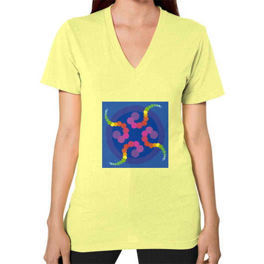 V-Neck Mezmerizing Rainbow Jellyfish T-Shirt Lemon Rachel Jensen Designs