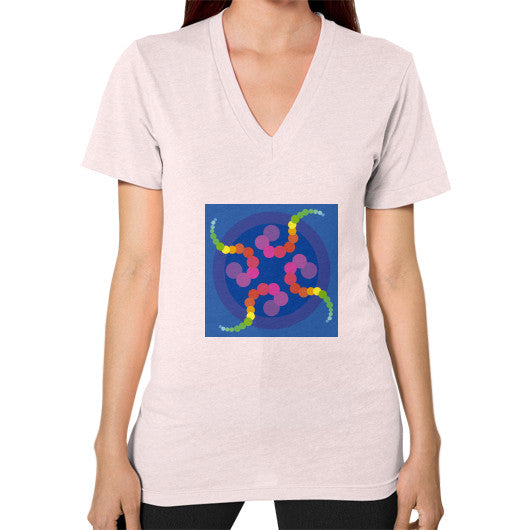 V-Neck Mezmerizing Rainbow Jellyfish T-Shirt Light pink Rachel Jensen Designs