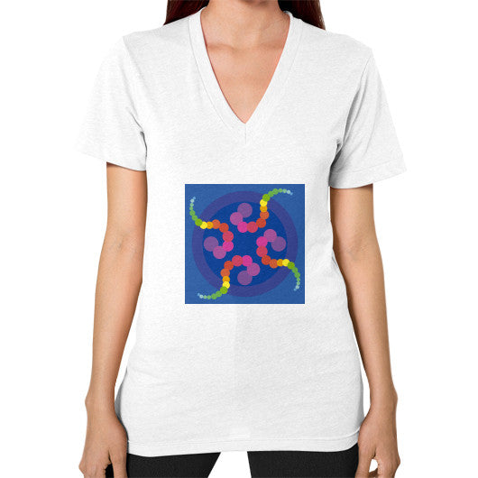 V-Neck Mezmerizing Rainbow Jellyfish T-Shirt White Rachel Jensen Designs