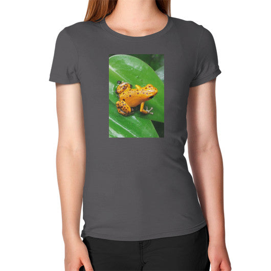 Women's Bastimentos Pumilio Dart Frog with Clutch T-Shirt Asphalt Rachel Jensen Designs