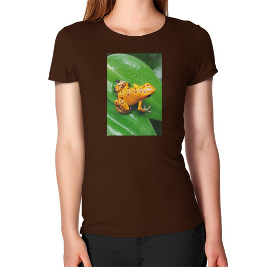 Women's Bastimentos Pumilio Dart Frog with Clutch T-Shirt Brown Rachel Jensen Designs